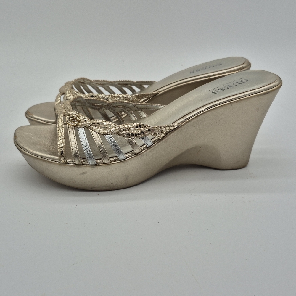 GUESS Gold Platform Gwauriga Slide Sandal Mule 8.5 M - Picture 4 of 7
